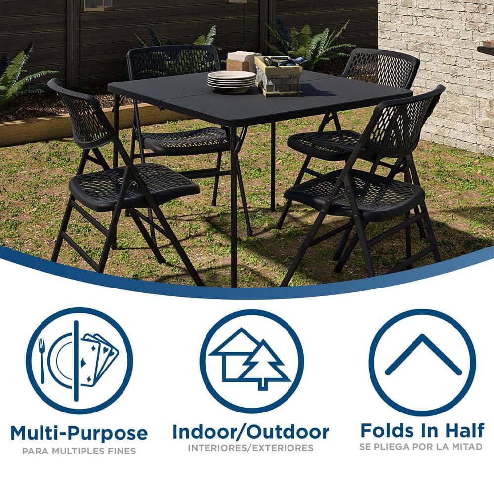 COSCO XL 38.5" Black Fold-in-Half Plastic Card Table