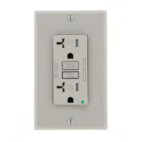 20 Amp SmartlockPro Tamper Resistant GFCI Outlet, Gray GFTR2-GY