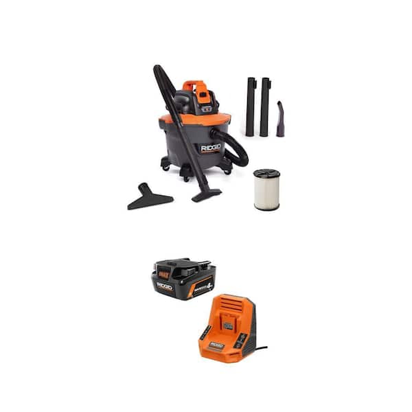 18V 4.0 Ah MAX Output Starter Kit with Rapid Charger and 9 Gal. Cordless Portable NXT Shop Vacuum (Vac Only)
