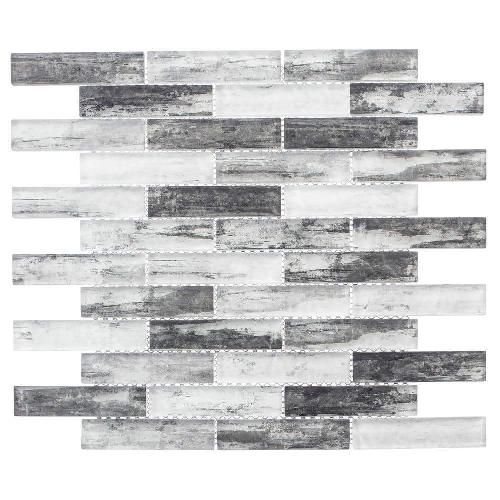 Giovan Jorell Gray/White 11-3/4 in. x 11-3/4 in. Textured Glass Brick Joint