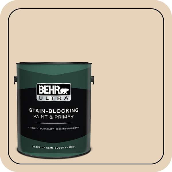 BEHR ULTRA 1 gal. #ECC-53-1 Mown Hay Semi-Gloss Enamel Exterior Paint & Primer