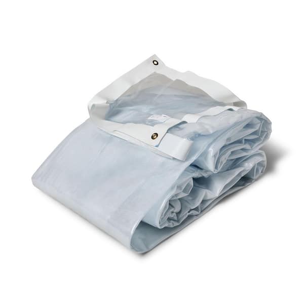 6 ft. x 20 ft. Clear 20 Mil 18 oz. Heavy Duty Marine Grade Vinyl Plastic Tarp, Waterproof Brass Grommets Indoor Outdoor