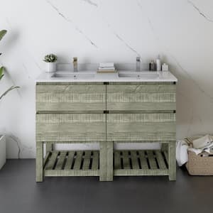 Formosa 46 in. W x 20 in. D x 34.1 in. H Modern Double Bath Vanity Cabinet Only w/Open Bottom in Sage Gray without Top