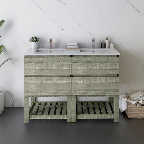 Fresca Formosa 46 in. W x 20 in. D x 34.1 in. H Modern Double Bath Vanity Cabinet Only w/Open Bottom in Sage Gray without Top