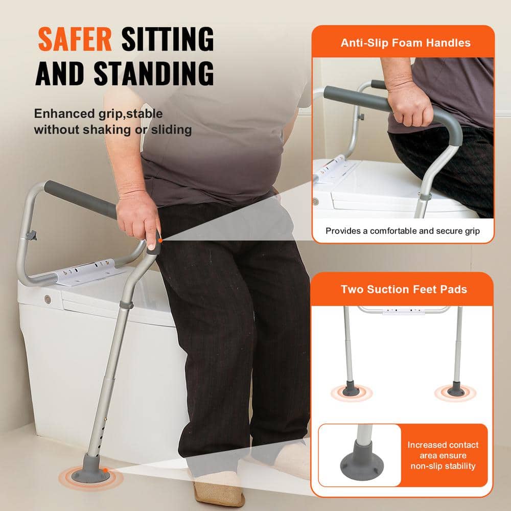 Adjustable Aluminum Toilet Safety Frame with Handrails