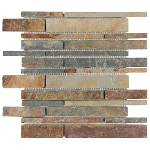 Crag Grand Piano Sunset Slate 12 in. x 12 in. Natural Stone Mosaic (5.11 sq. ft./Case)