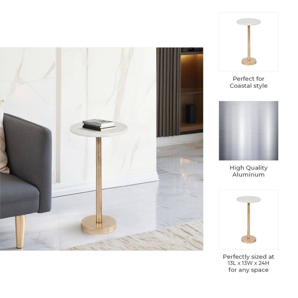 13 in. Silver Round Metal Accent Table - thumbnail 3