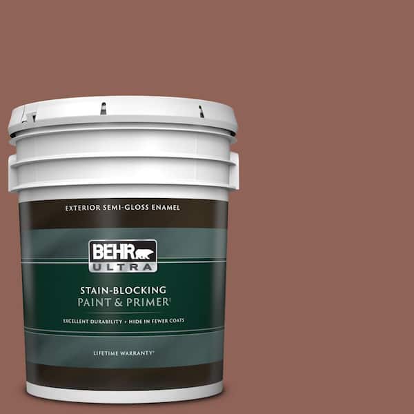 BEHR ULTRA 5 gal. #BXC-57 Raw Sienna Semi-Gloss Enamel Exterior Paint & Primer