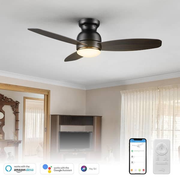 Trendsetter 48 in. Dimmable LED Indoor/Outdoor Black Smart Ceiling Fan with Light and Remote, Works w/Alexa/Google Home