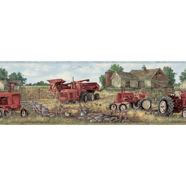 Chesapeake Oakley Red Countryside Red Wallpaper Border