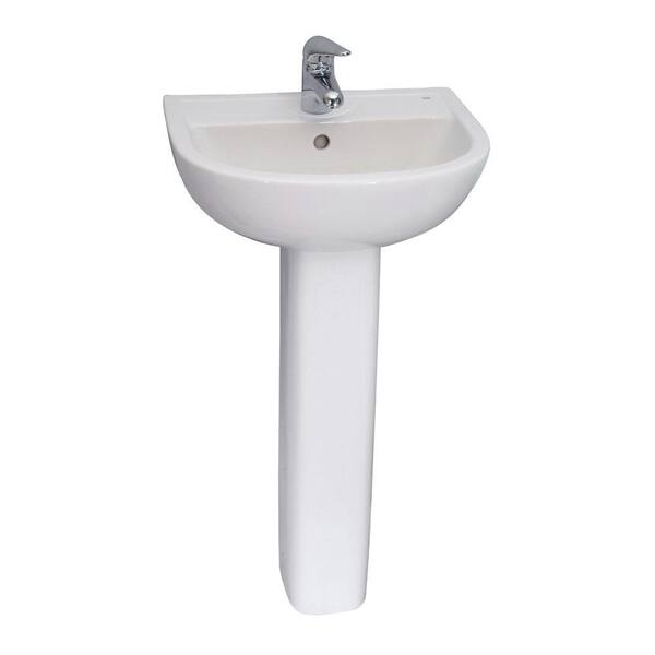 Barclay Products Compact 545 Pedestal Sink Combo in White with 1 Faucet Hole