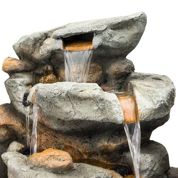 Alpine Corporation 50 in. Tall Outdoor 8-Tier Rock Waterfall