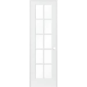 24 in. x 80 in. Shaker MDF Primed Wood Low-E Glass Left-Hand 10-Lite Clear Composite Single Prehung Interior Door