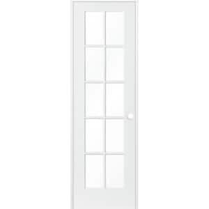 28 in. x 80 in. Shaker MDF Primed Wood Low-E Glass Left-Hand 10-Lite Clear Composite Single Prehung Interior Door