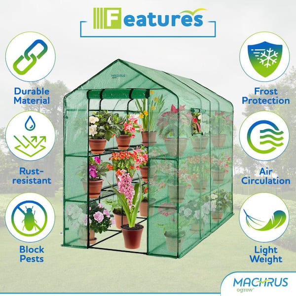 OGROW Machrus Ogrow Deluxe WalkIn Greenhouse with 2 Tiers