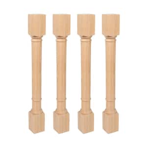 35.25 in. x 3.75 in. Unfinished Solid North American Red Oak Traditional Full Round Kitchen Island Leg (4-Pack)
