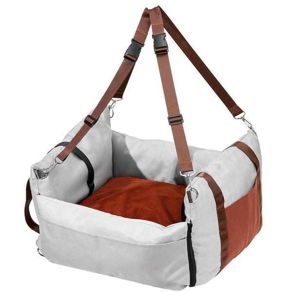 Dog Car Seat, Waterproof Dog Booster Seat for Car with A Storage Pocket, Clip-On Safety Leash, Gray, 2025 update