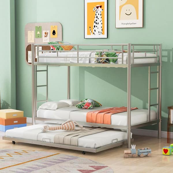 Qualler Silver Twin over Twin Bunk Bed with Trundle