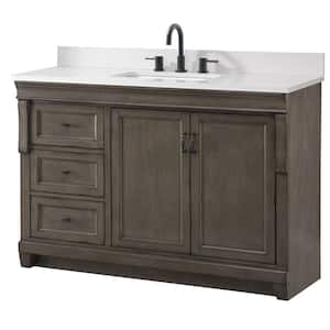 Naples 49 in. W x 22 in. D x 35 in. H Single Sink Freestanding Bath Vanity in Distressed Gray with White Quartz Top