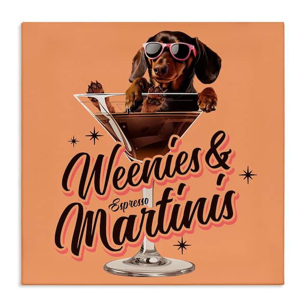Stupell Industries Weenie's and Espresso Martinis by Jim Baldwin Unframed Animal Graphic Art Print 30 in. x 30 in.