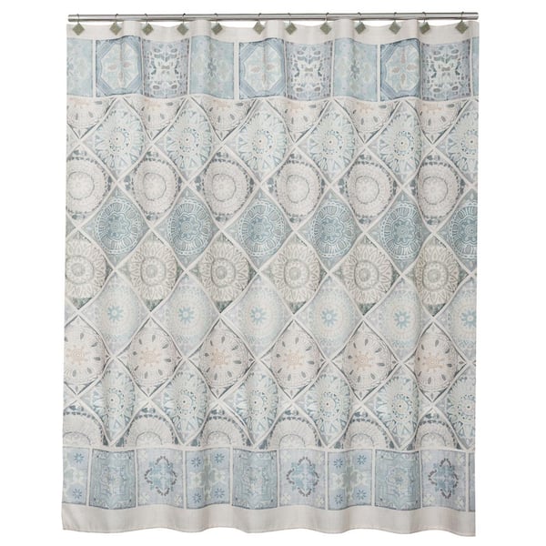 Saturday Knight Modena 72 in. Light Blue Polyester Shower Curtain