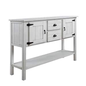 48 in. Antique White Rectangle Wood Retro Style Console Table with 2 Drawers and Cabinets