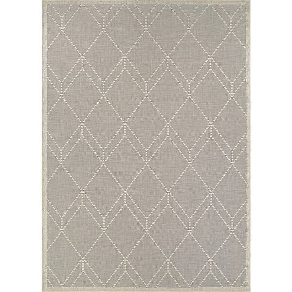 Liguria Noli Dove Gray 7 ft. x 10 ft. High-Low Trellis Indoor/Outdoor Area Rug