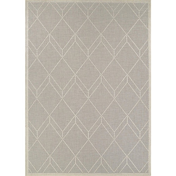 Liguria Noli Dove Gray 8 ft. x 10 ft. High-Low Trellis Indoor/Outdoor Area Rug
