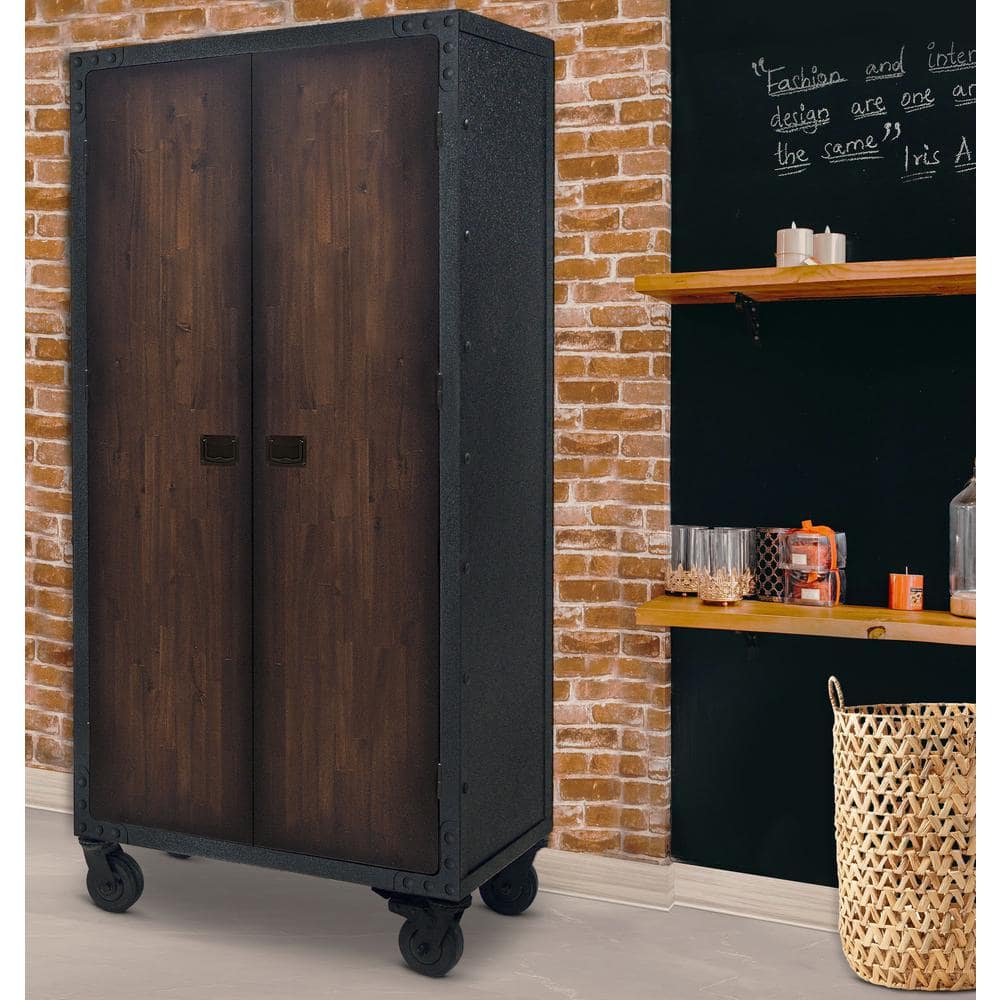 Duramax 36" Industrial Black Metal and Wood Freestanding Cabinet