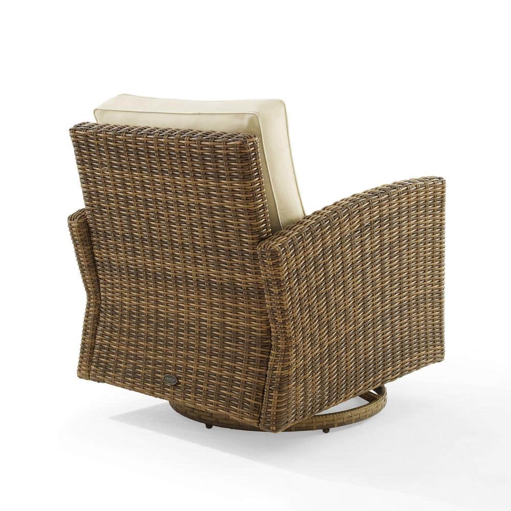 Bradenton Sand Wicker Outdoor Swivel Rocking Chair with Cushions