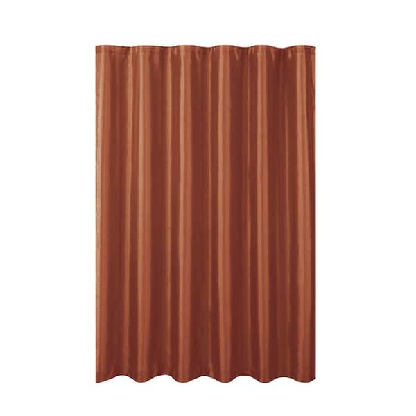 Creative Home Ideas Jane Faux Silk 70 in. W x 72 in. L Shower Curtain with Metal Roller Hooks in Rust