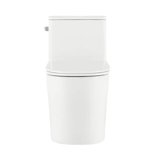 Liberte One-Piece 12 in. Rough-in 1.28 GPF Left-Hand Flush Elongated ADA Toilet in Glossy White