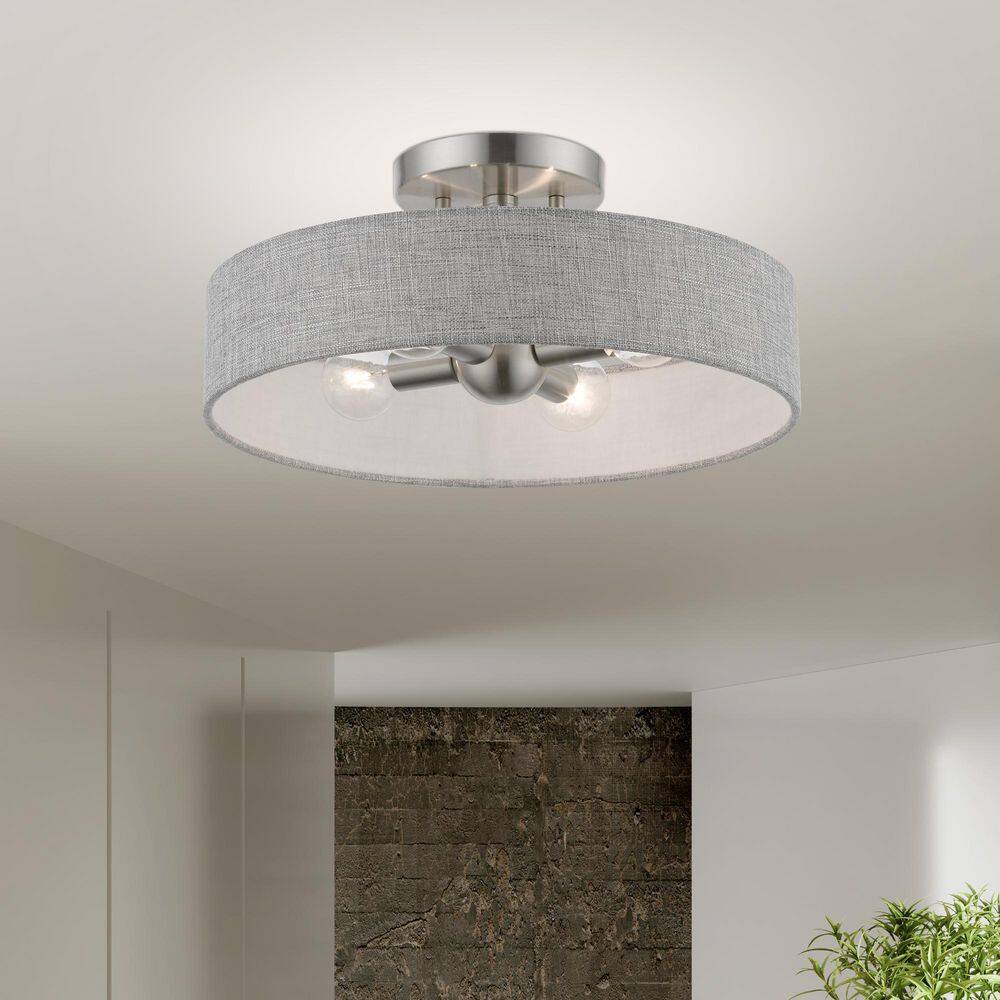 Elmhurst Modern 4-Light Semi-Flush Mount in Brushed Nickel & Shiny White