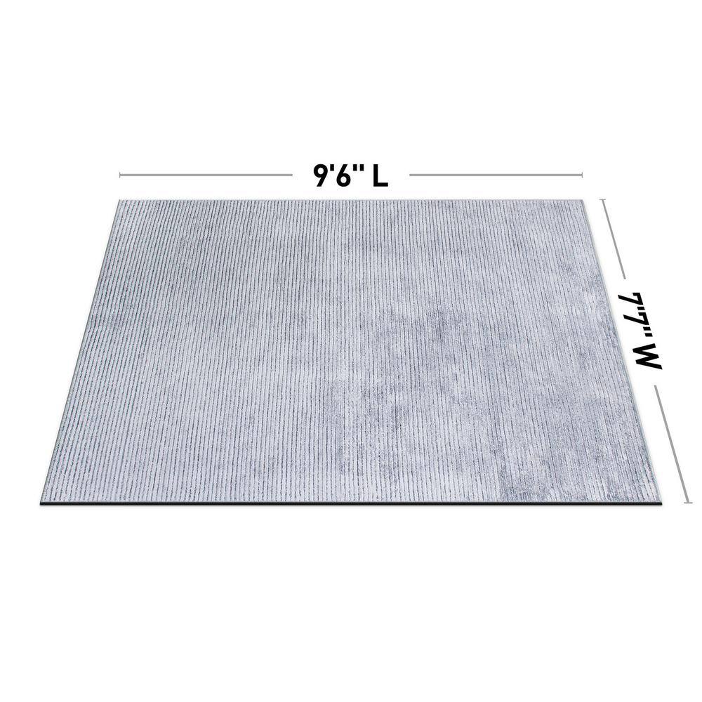 Eco-Friendly Gray Stripe Flat Woven 7'7"x9'6" Synthetic Area Rug