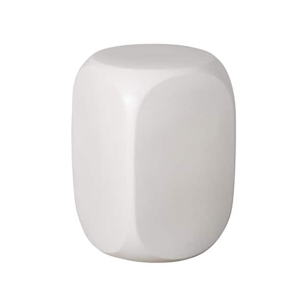 Emissary Dice 19 in. H White Square Ceramic Garden Stool