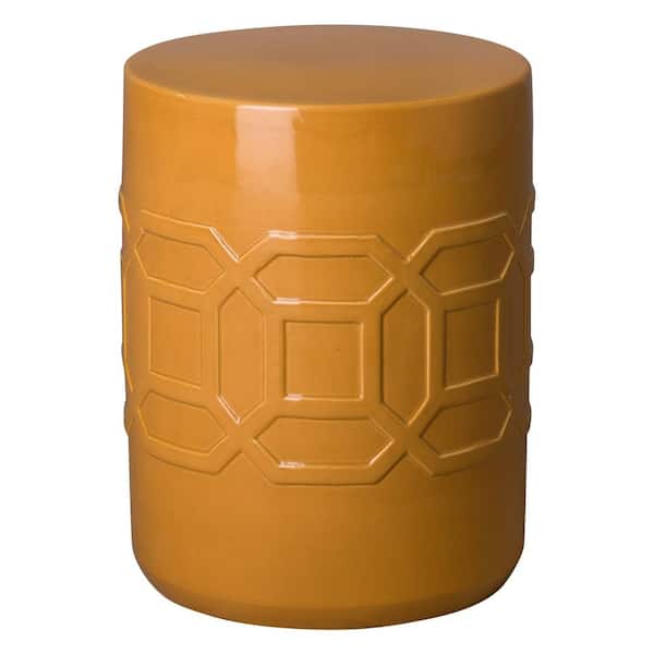 Emissary Axton 18 in. H Butterscotch Round Ceramic Garden Stool