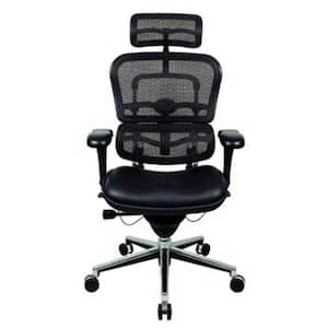 Zabrina Leather Swivel Office Chair in Black with Nonadjustable Arms