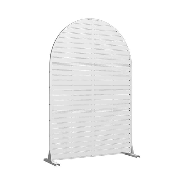 47 in. W x 71 in. H White Classic Blinds Arch Galvanized Sheet Outdoor Private Screen Decorative Art Panel