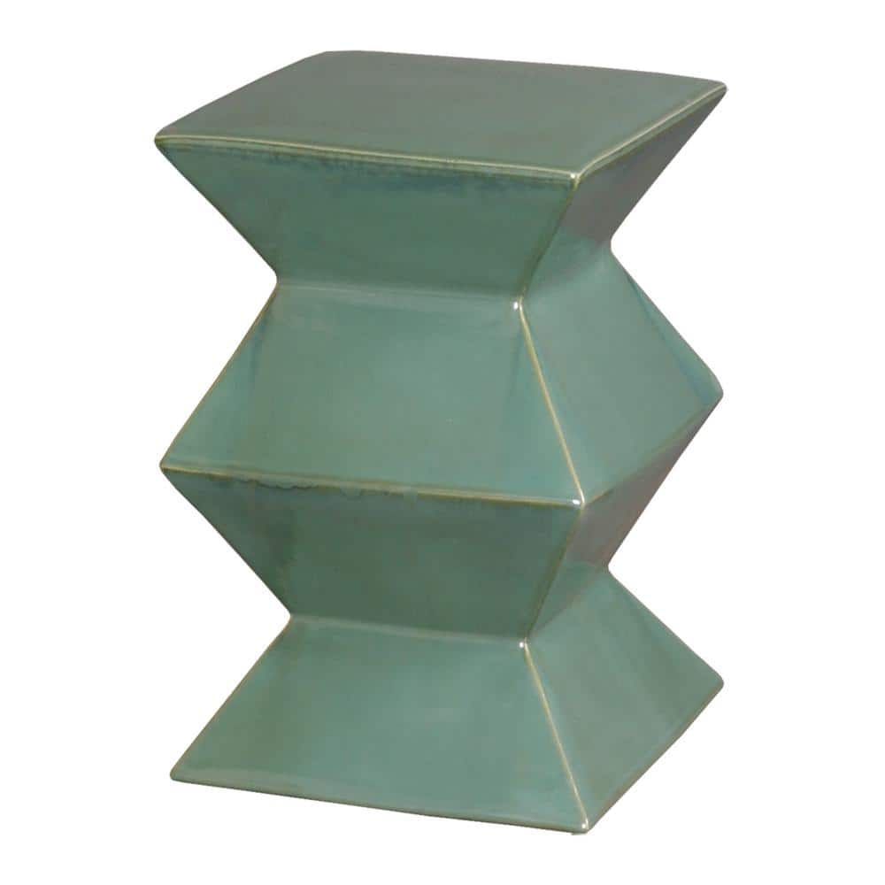 Zigzag 18 in. H Green Square Ceramic Garden Stool price history on PriceWatchPro