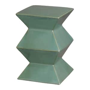Zigzag Green Ceramic Garden Stool