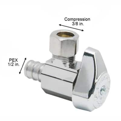 1/2 in. Crimp PEX Barb Inlet x 3/8 in. Compression Outlet Angle Valve