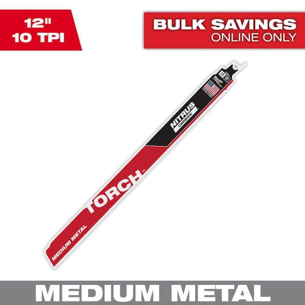 Milwaukee 12 in. 10 TPI TORCH Nitrus Carbide Teeth Medium Metal Cutting SAWZALL Reciprocating Saw Blade