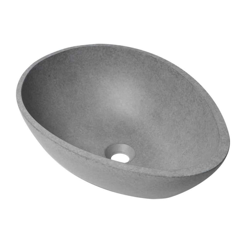 21" Gray Ceramic Oval Vessel Sink