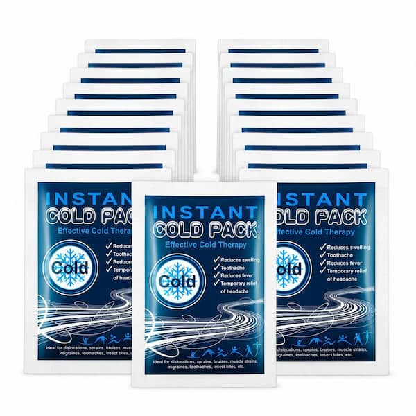 Instant Cold Packs 4 x 5.5 8ct Disposable Ice Pack for Pain Relief Blue (25-Pack)