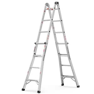 14 ft. Aluminium Alloy Articulated Telescoping Multi-Position A-Type Extension Ladder, 250 lbs. Load Capacity