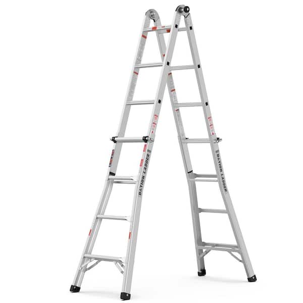 Unbranded 14 ft. Aluminium Alloy Articulated Telescoping Multi-Position A-Type Extension Ladder, 250 lbs. Load Capacity