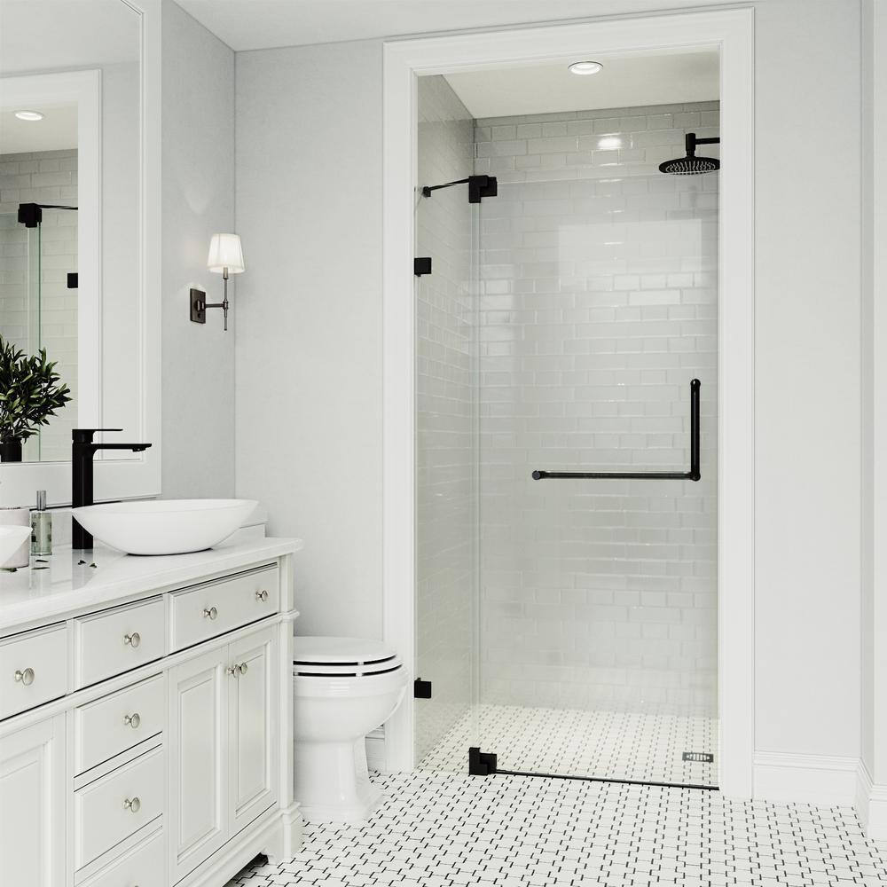 Pirouette 36-48" Adjustable Frameless Pivot Shower Door with Clear Glass