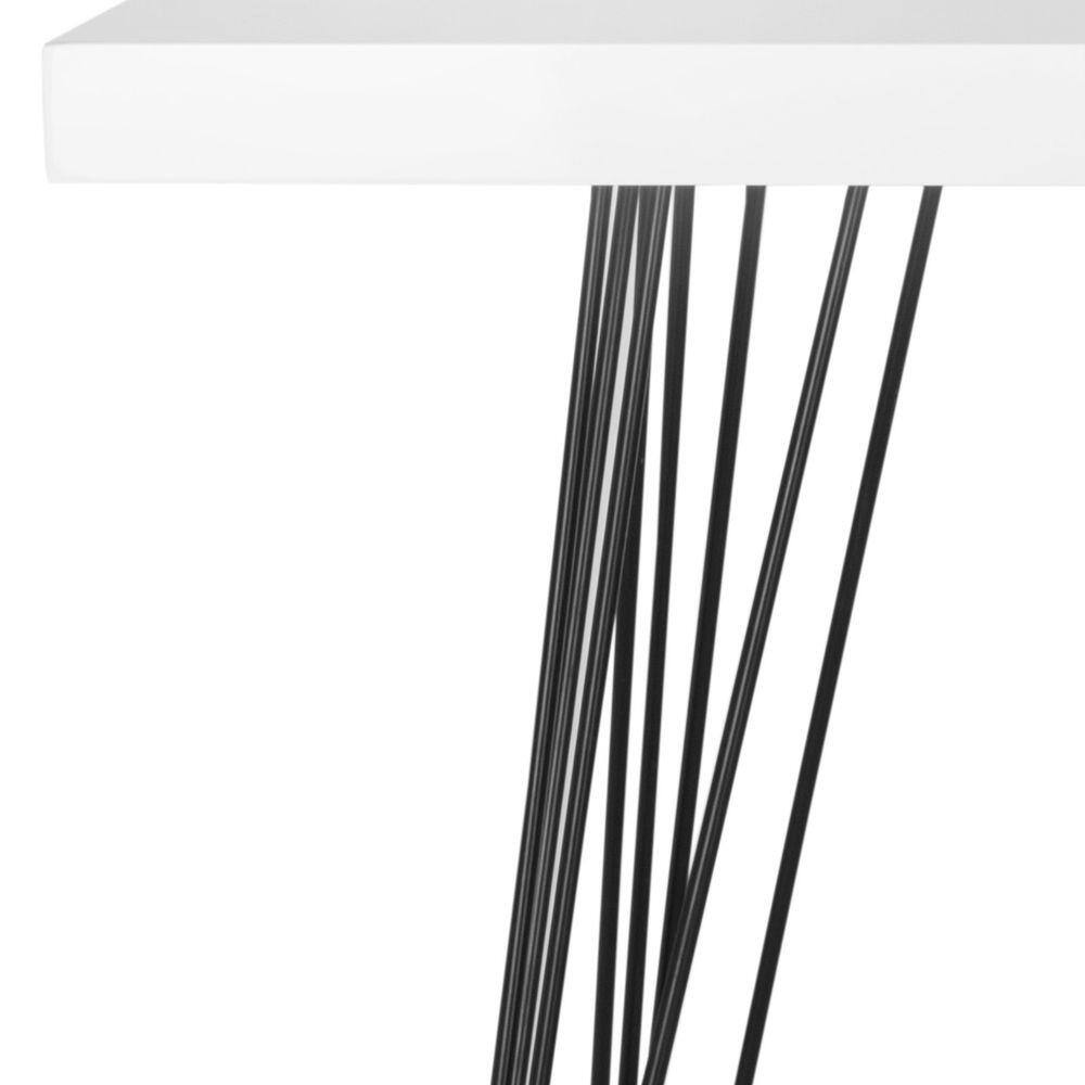 Transitional Black and White Metal Wood Console Table with Storage