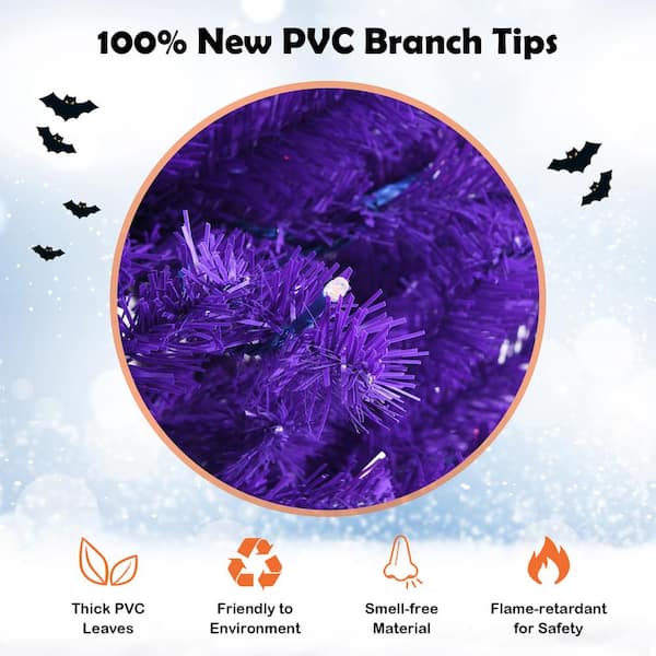 Costway 5 ft. Purple Pre-Lit LED Halloween Artificial Christmas