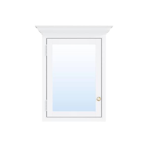 ANGELES HOME 24 in. W x 30 in. H Rectangular White Solid Wood Medicine ...